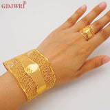 Indian Dubai Hollow Out Bangle Set with Ring for African Bride Wedding Party