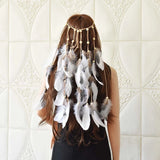 Indian Long Tassel Feather Headbands for Women Boho Hippie Headpiece
