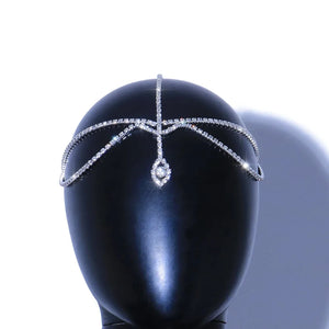 Indian Rhinestone Water Drop Pendant Head Chain Hair Jewelry for Women