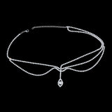 Indian Rhinestone Water Drop Pendant Head Chain Hair Jewelry for Women