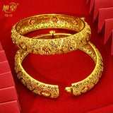 24K Plated Dubai Arabic Copper Bangles Bracelet Bridal Wedding Jewellery