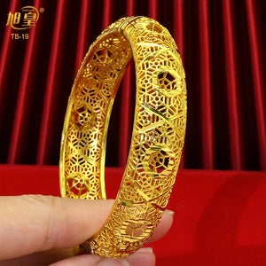 24K Plated Dubai Arabic Copper Bangles Bracelet Bridal Wedding Jewellery