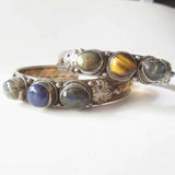 Labradorite Copper Inlay Cuff Bangle for Girls