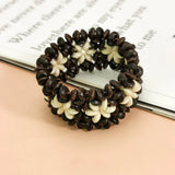 Indian Wood Elastic String Bracelets For Women Statement Flower Wooden Beads Bra