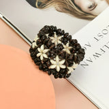 Indian Wood Elastic String Bracelets For Women Statement Flower Wooden Beads Bra