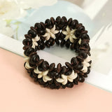Indian Wood Elastic String Bracelets For Women Statement Flower Wooden Beads Bra