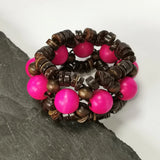 Indian Wood Elastic String Bracelets For Women Statement Flower Wooden Beads Bra