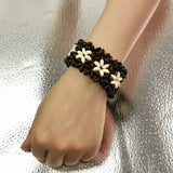 Indian Wood Elastic String Bracelets For Women Statement Flower Wooden Beads Bra