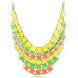 Indian Ornaments Colorful Multi-Layer Necklace Drip Oil Short Necklace