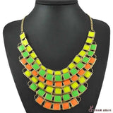 Indian Ornaments Colorful Multi-Layer Necklace Drip Oil Short Necklace