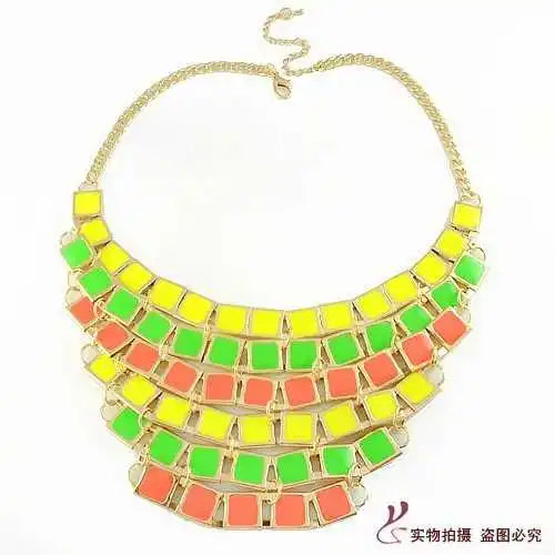 Indian Ornaments Colorful Multi-Layer Necklace Drip Oil Short Necklace