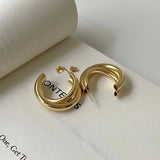 925 Silver Double Layer Stud Earrings for Women