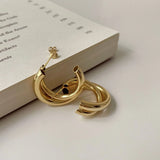 925 Silver Double Layer Stud Earrings for Women