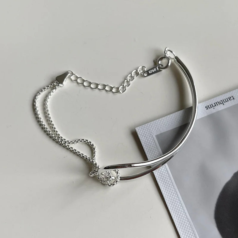 925 Silver Geometry Tie Bracelet for Women
