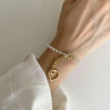925 Silver Heart Pendant Bracelet For Women, Fine Jewelry Gift