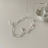 925 Silver Link Chain Necklace Choker Women Girl Fine Jewelry