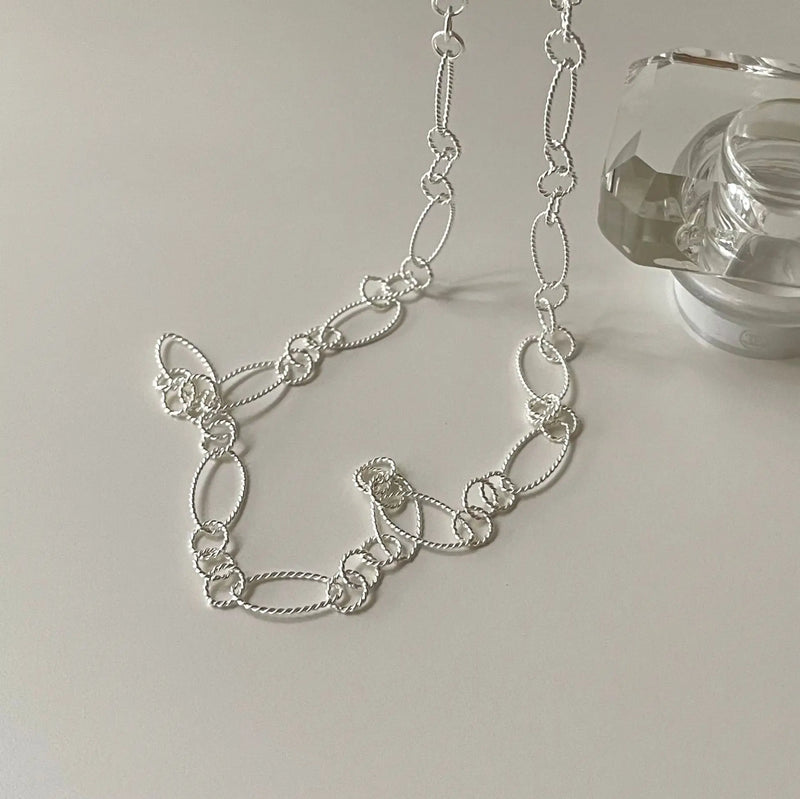 925 Silver Link Chain Necklace Choker Women Girl Fine Jewelry