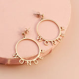 Circle Dangle Earrings Stainless Steel Name Earrings For Women