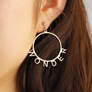 Circle Dangle Earrings Stainless Steel Name Earrings For Women