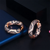 Leopard Hoop Earrings Zirconia Paved Circle Earrings for Women