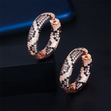 Leopard Hoop Earrings Zirconia Paved Circle Earrings for Women