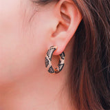 Leopard Hoop Earrings Zirconia Paved Circle Earrings for Women