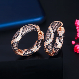 Leopard Hoop Earrings Zirconia Paved Circle Earrings for Women