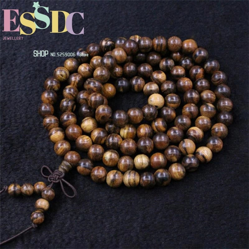 Indonesian Huaqi Phoebe Buddhist 108 Beads Prayer Bracelet Wood Hand String