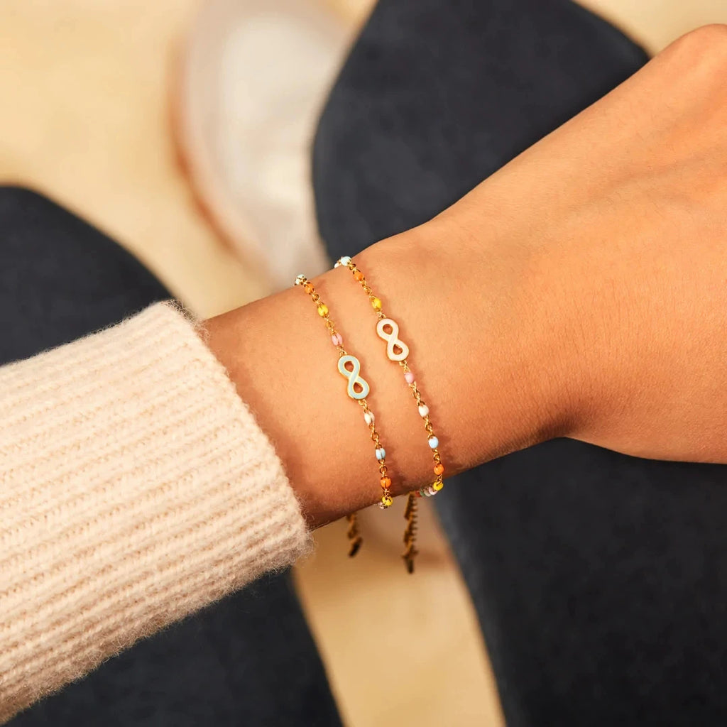 Infinite Love Bracelet Stainless Steel Enamel Bead Chain