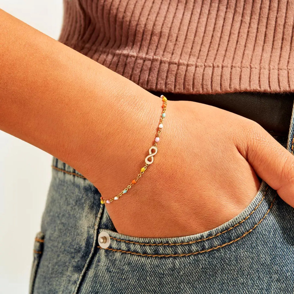 Infinite Love Bracelet Stainless Steel Enamel Bead Chain