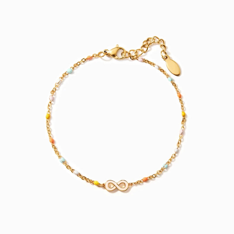 Infinite Love Bracelet Stainless Steel Enamel Bead Chain