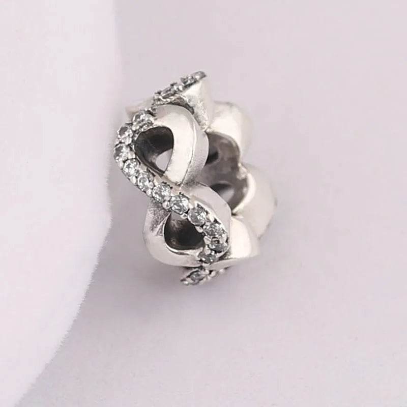 Infinite Love Spacer Beads Clear CZ Silver 925 Jewelry