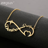 Infinite Shape Name Necklace Silver Stainless Steel Pendant Necklace