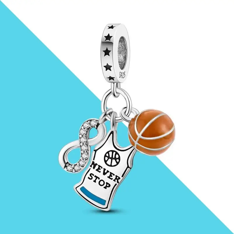 Infinite Symbol Basketball Clothes Charms for Silver Bracelet