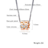 Infinite Symbol CZ Rose Pendant Necklace Stainless Steel Chain Jewelry