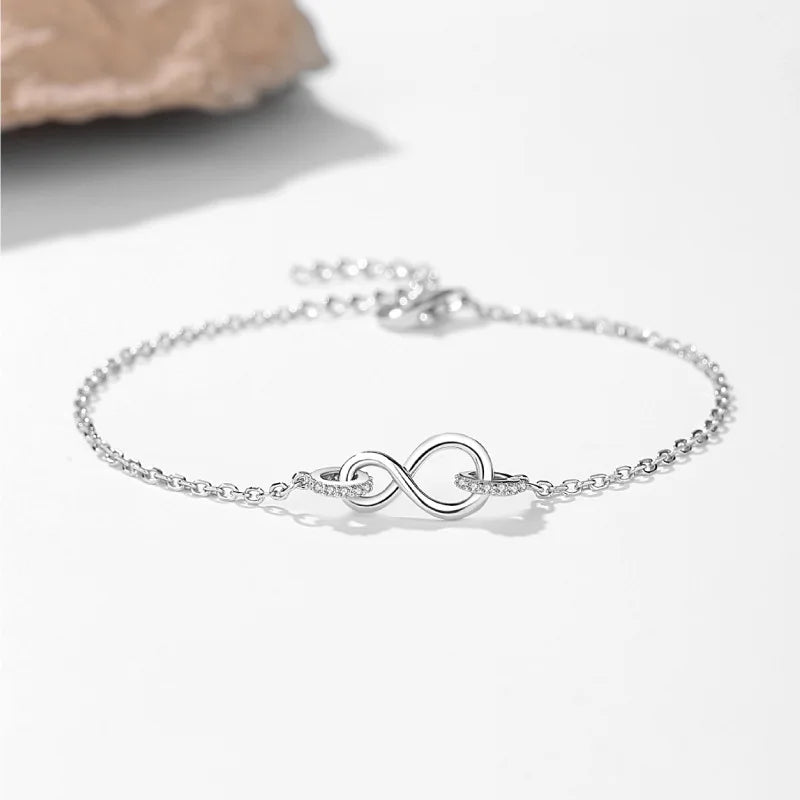 Infinity Bracelets For Women 925 Beauty Jewelry Number 8 Minimalist Chain