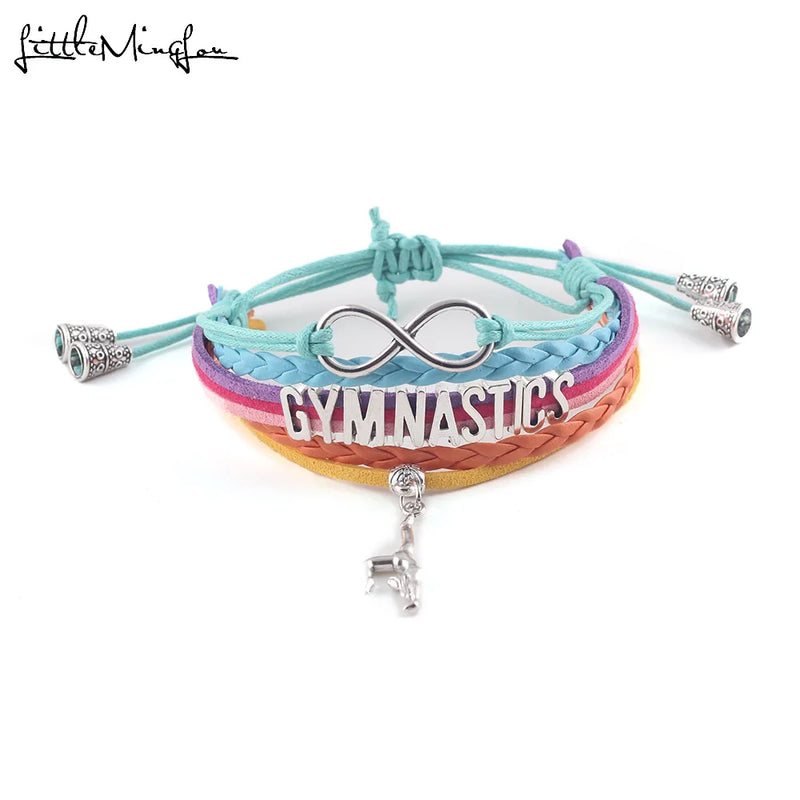 GYMNASTICS Handstand Charm Leather Bracelet Women Wrap Bangles