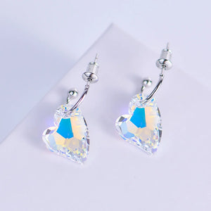 Infinity Love Heart Hoop Earrings with Silver Crystals from Austria