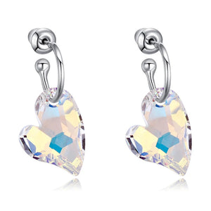 Infinity Love Heart Hoop Earrings with Silver Crystals from Austria