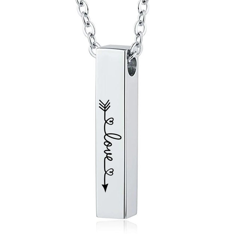 Infinity Memories Bar Crystal Urn Necklace for Ashes Pendant Stainless Steel