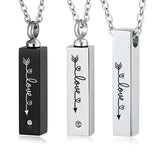 Infinity Memories Bar Crystal Urn Necklace for Ashes Pendant Stainless Steel