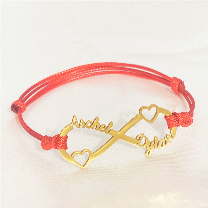 Infinity Name Bracelet Heart Nameplate Bracelets For Women Stainless Steel