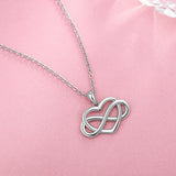 Infinity Heart Love Necklace 925 Sterling Silver Pendant Chain for Women