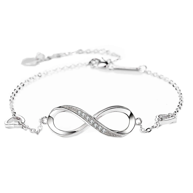 925 Silver Infinity Zircon Bracelet with Custom Name