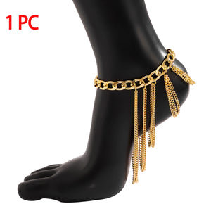 Multilayer Chain Tassel Anklets for Women