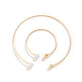 2PCS/Set Simulated Pearl Chokers Necklace Bracelet Punk Wedding Jewelry