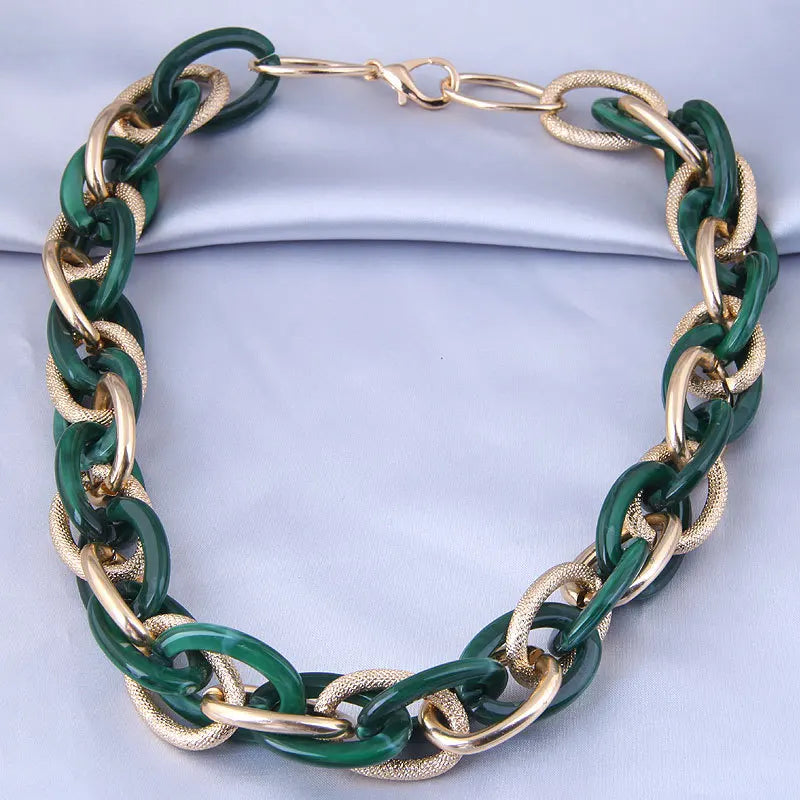 Acrylic Resin Choker Necklaces Collar Metal Chain Thick Women Neck Jewelry
