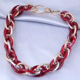 Acrylic Resin Choker Necklaces Collar Metal Chain Thick Women Neck Jewelry