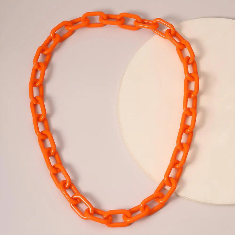 Acrylic Choker Necklace Collar Statement Resin Orange Chunky Thick