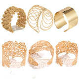 Exaggerated Wide Cuff Open Bangle Punk Flower Leaves Bracelet